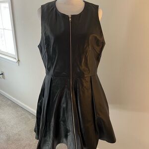 Black Leather Sleeveless Dress